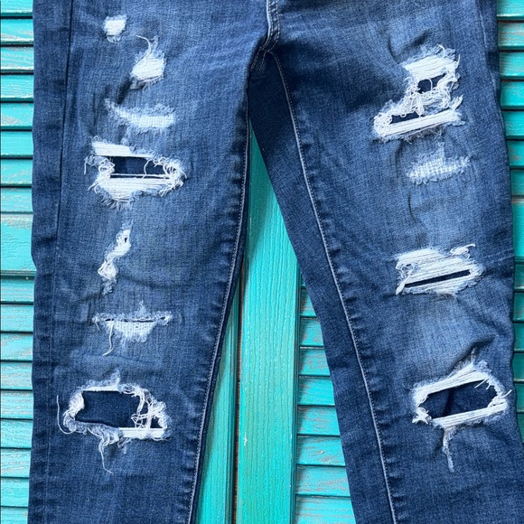 American eagle outfitters size 8 skinny jeans dark wash gently used - Picture 7 of 9